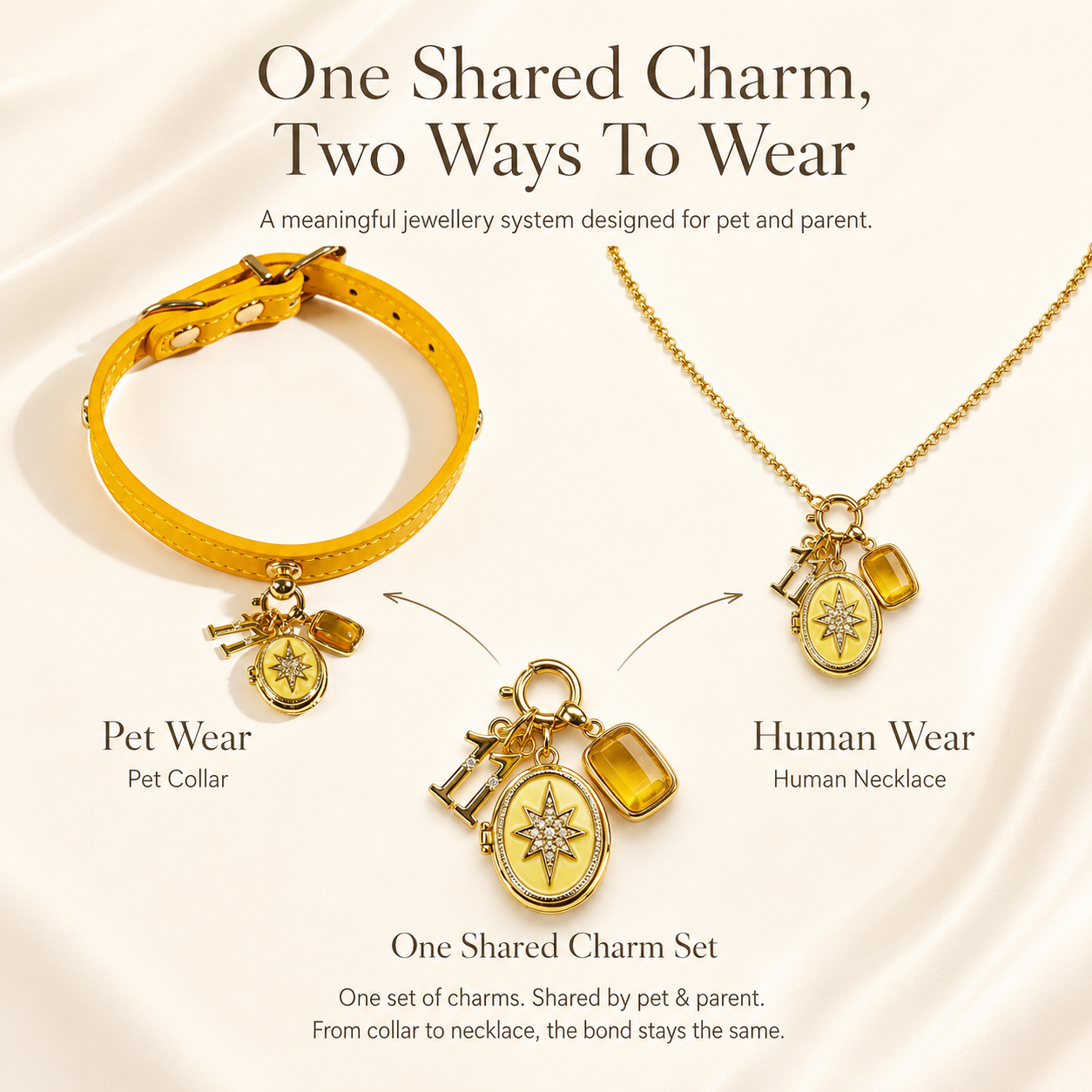 November Citrine Pet Collar & Matching Necklace
