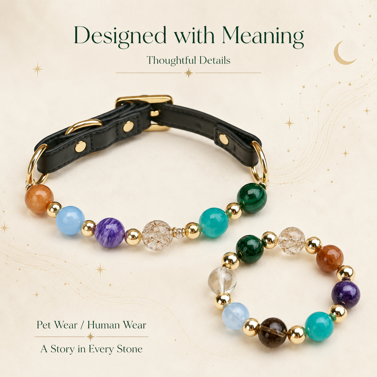 Galaxy Crystal Pet Collar & Matching Bracelet