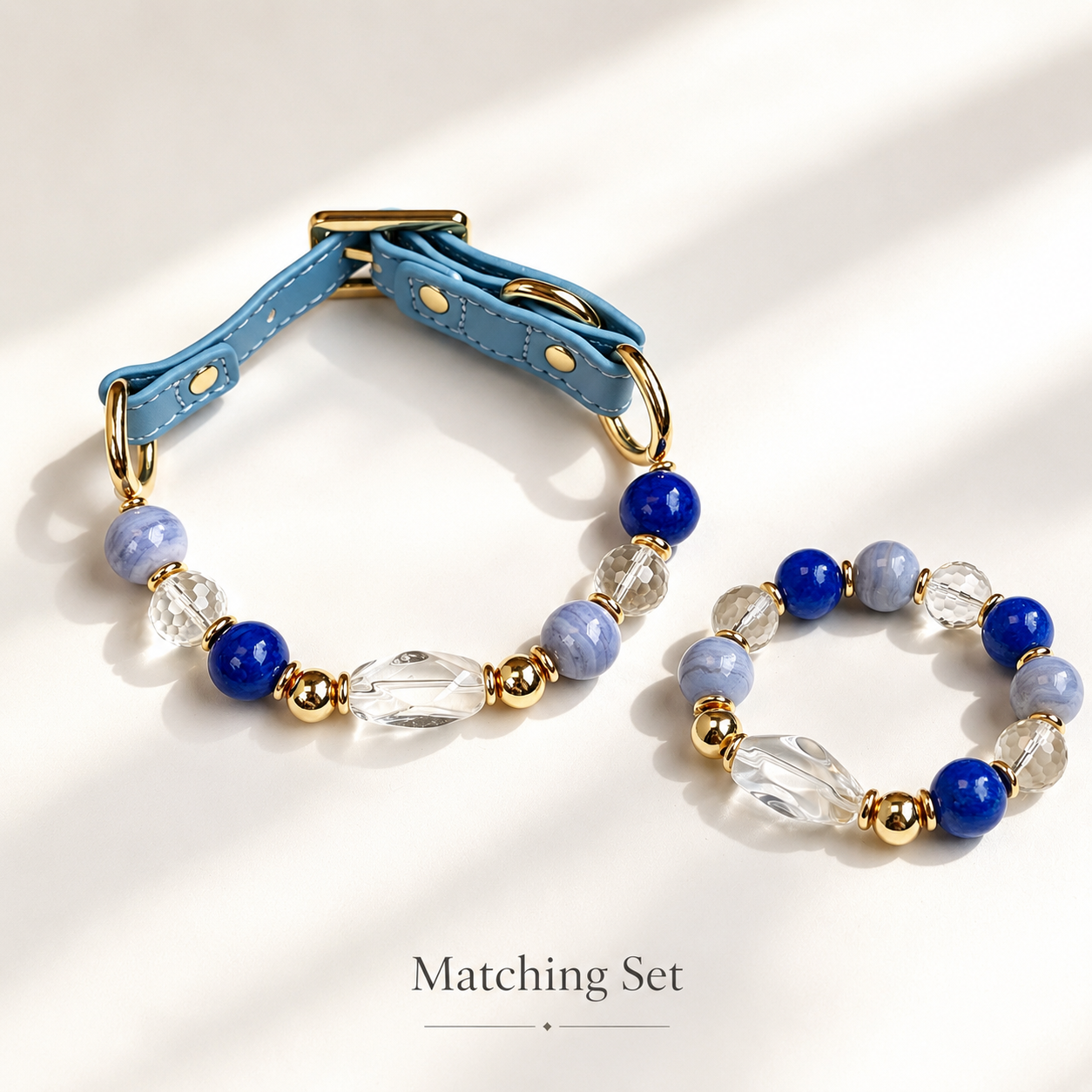 Blue Isle Lapis Lazuli Pet Collar & Matching Bracelet