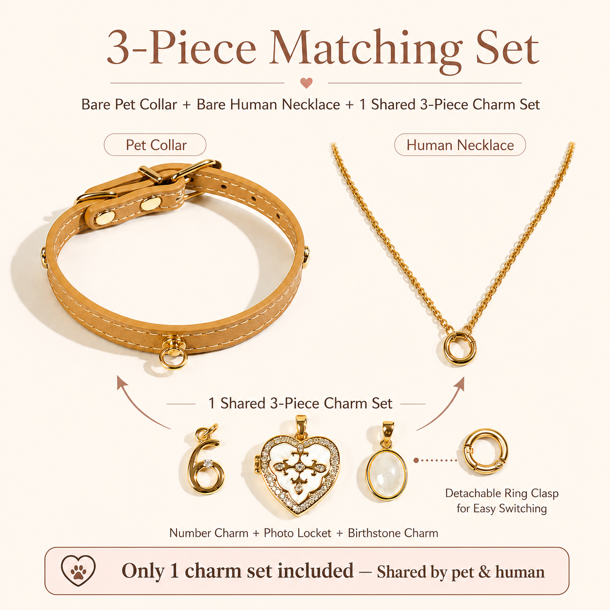 June White Crystal Pet Collar & Matching Necklace