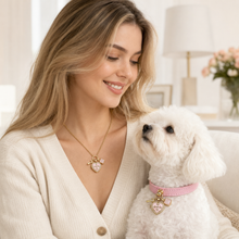July Rose Quartz Pet Collar & Matching Necklace