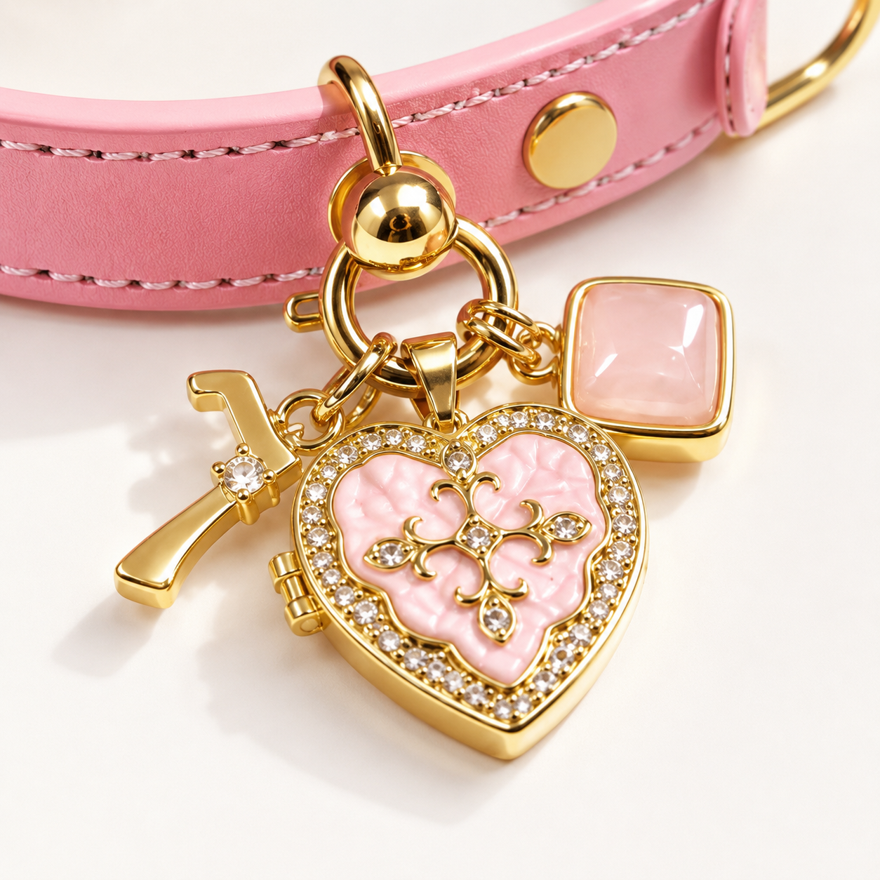 July Rose Quartz Pet Collar & Matching Necklace