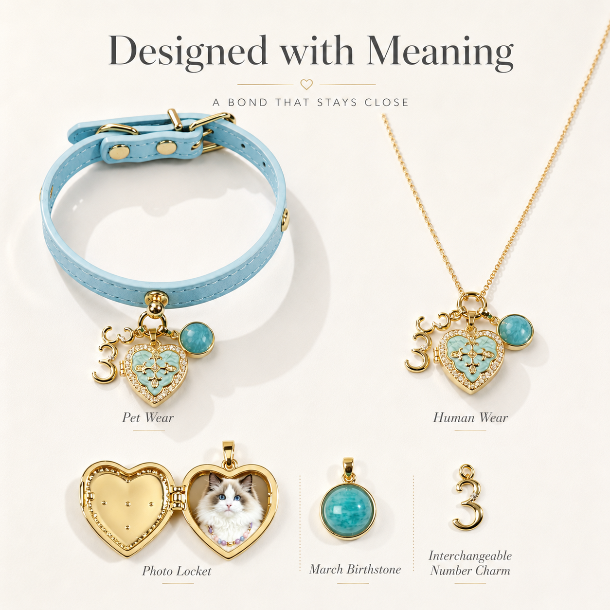 March Amazonite Pet Collar & Matching Necklace