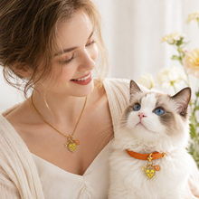 April Orange Moonstone Pet Collar & Matching Necklace