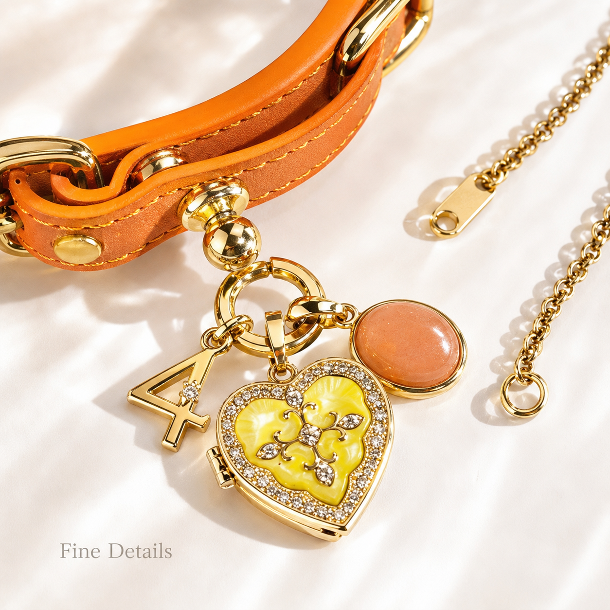 April Orange Moonstone Pet Collar & Matching Necklace