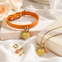 April Orange Moonstone Pet Collar & Matching Necklace