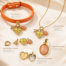 April Orange Moonstone Pet Collar & Matching Necklace