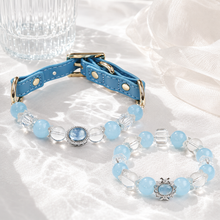 Ice Blue Aquamarine Pet Collar & Matching Bracelet