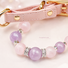 Pink Heart Amethyst & Rose Quartz Pet Collar & Matching Bracelet