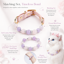 Pink Heart Amethyst & Rose Quartz Pet Collar & Matching Bracelet