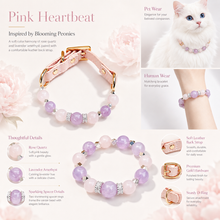 Pink Heart Amethyst & Rose Quartz Pet Collar & Matching Bracelet