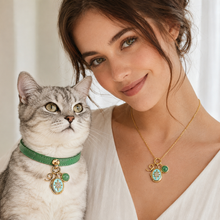 September Green Strawberry Quartz Pet Collar & Matching Necklace