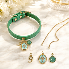 September Green Strawberry Quartz Pet Collar & Matching Necklace