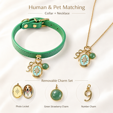 September Green Strawberry Quartz Pet Collar & Matching Necklace