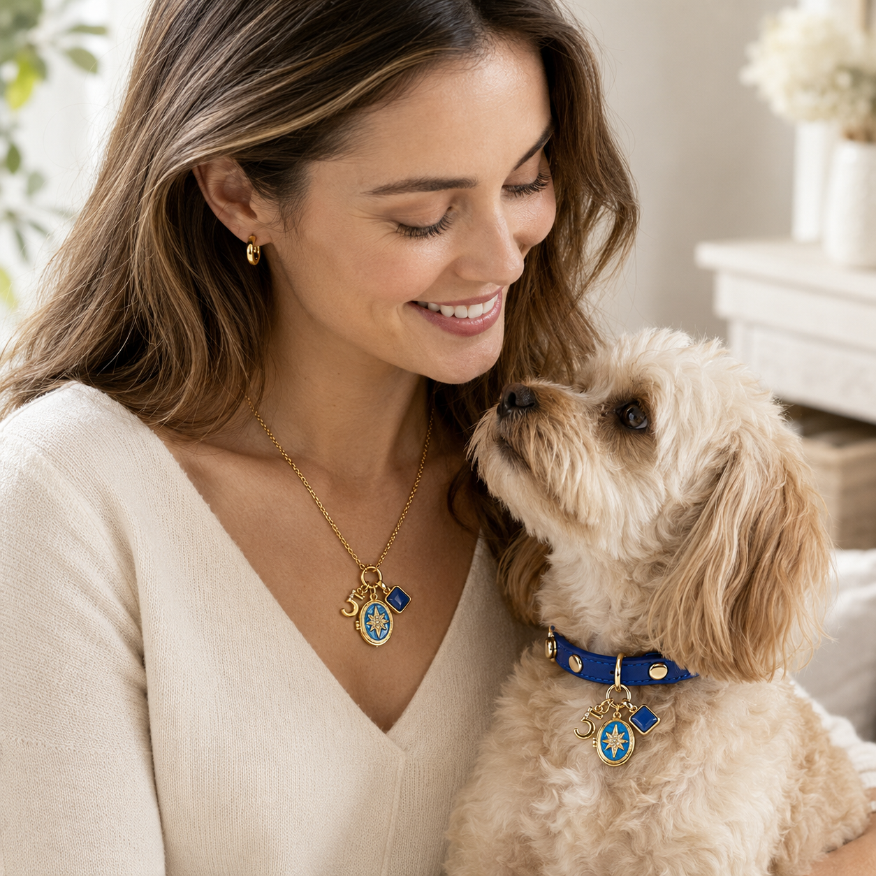 May Lapis Lazuli Pet Collar & Matching Necklace