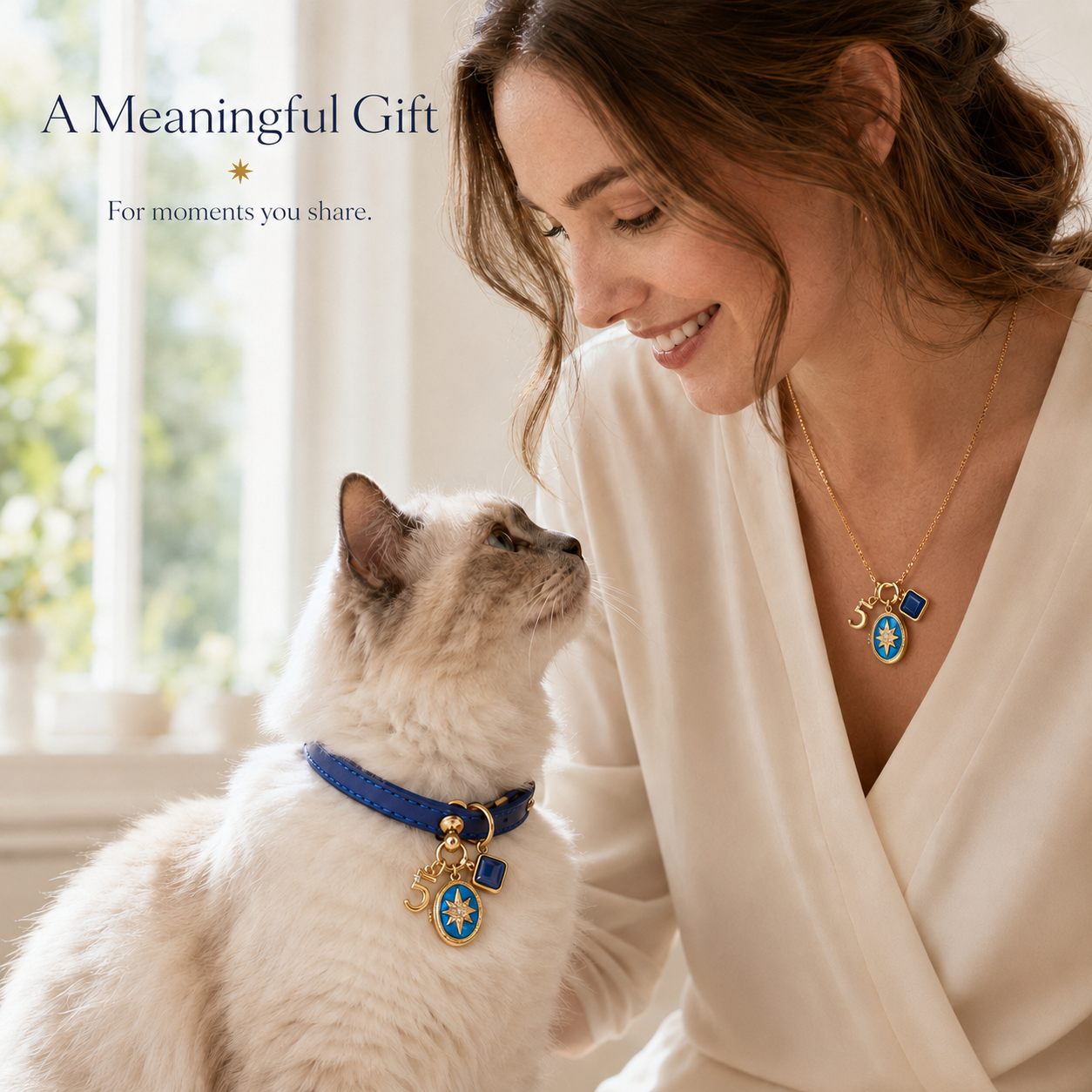 May Lapis Lazuli Pet Collar & Matching Necklace