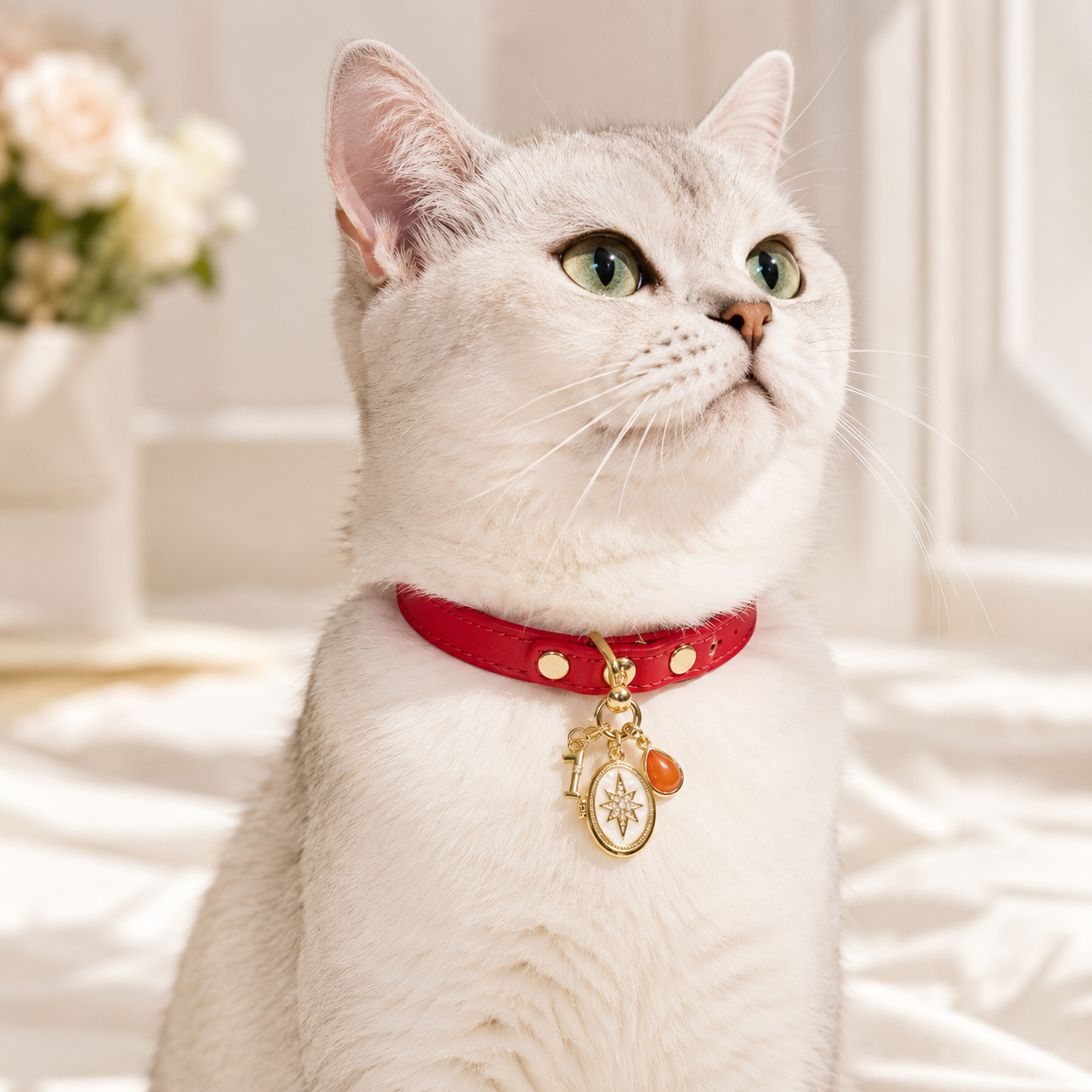 January Red Agate Pet Collar & Matching Necklace