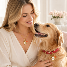 January Red Agate Pet Collar & Matching Necklace