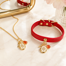 January Red Agate Pet Collar & Matching Necklace