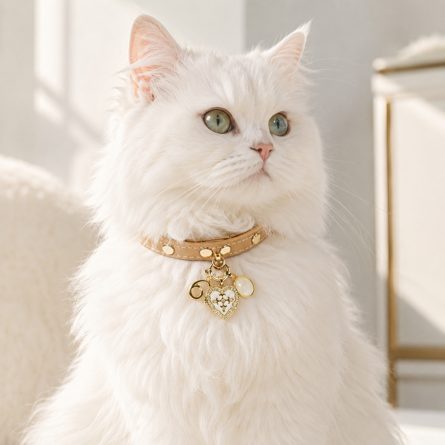 June White Crystal Pet Collar & Matching Necklace
