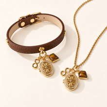 August Tiger’s Eye Pet Collar & Matching Necklace