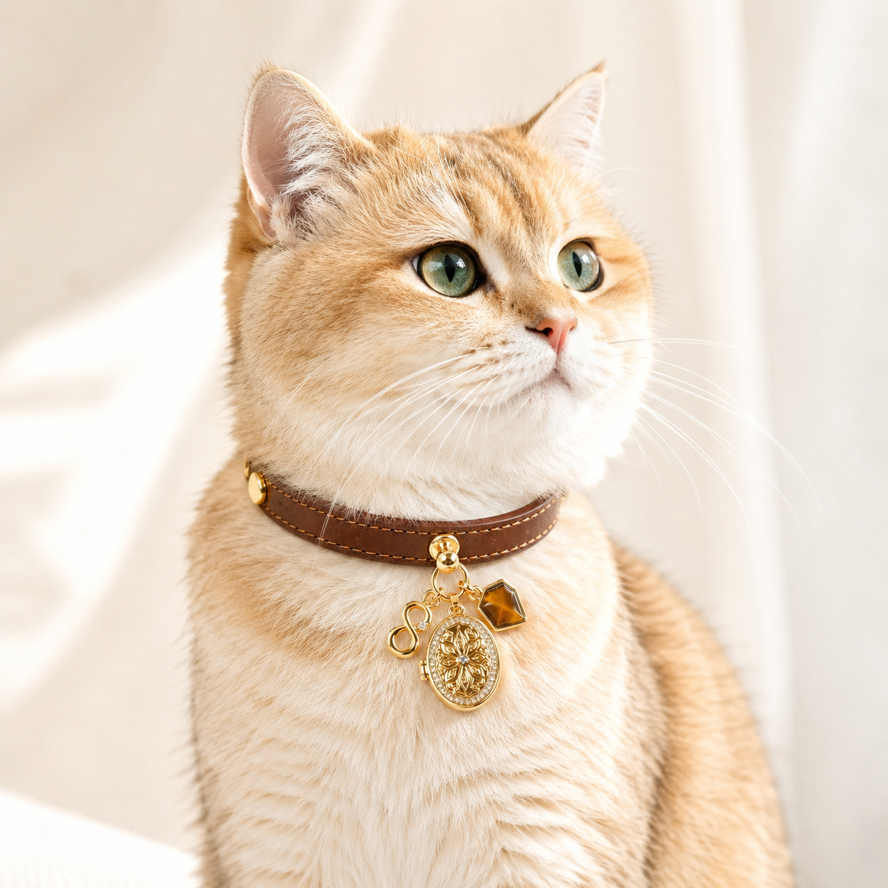 August Tiger’s Eye Pet Collar & Matching Necklace