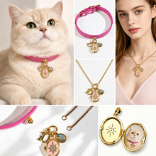 October Grey Moonstone Pet Collar & Matching Necklace