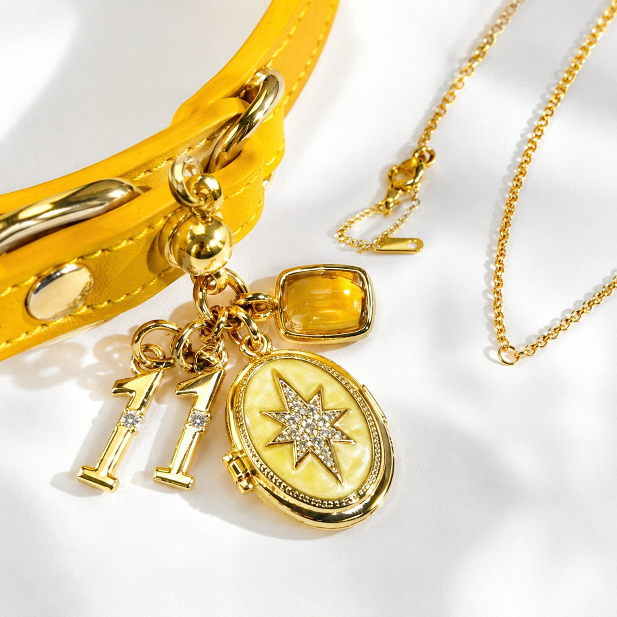 November Citrine Pet Collar & Matching Necklace