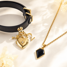 December Obsidian Pet Collar & Necklace Set