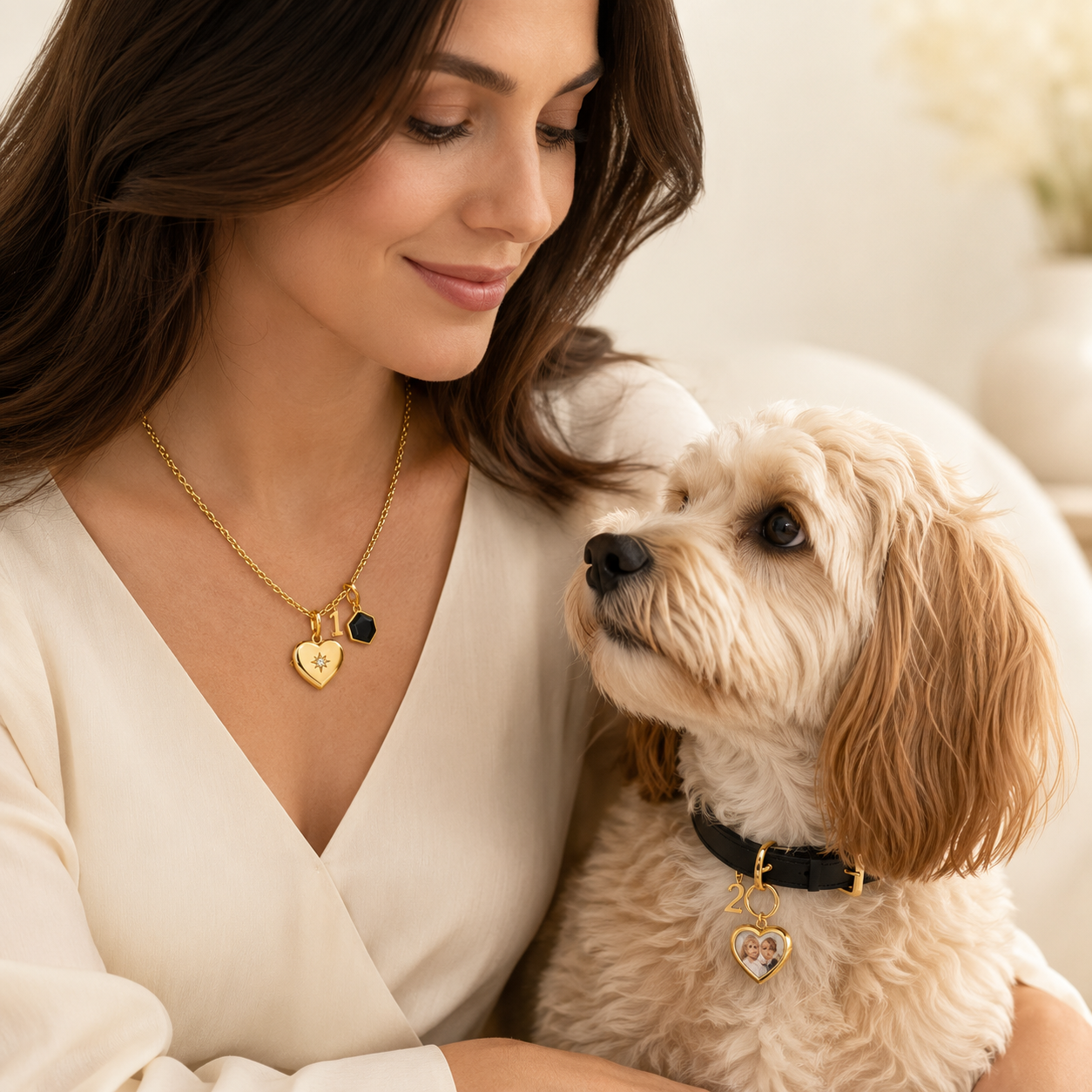 December Obsidian Pet Collar & Necklace Set