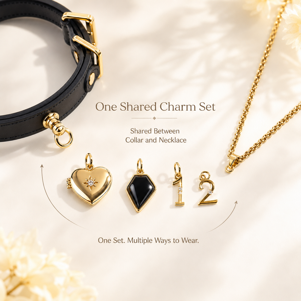 December Obsidian Pet Collar & Necklace Set