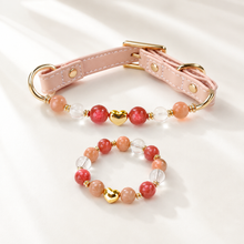 Milk Tea Rose Gemstone Pet Collar & Matching Bracelet