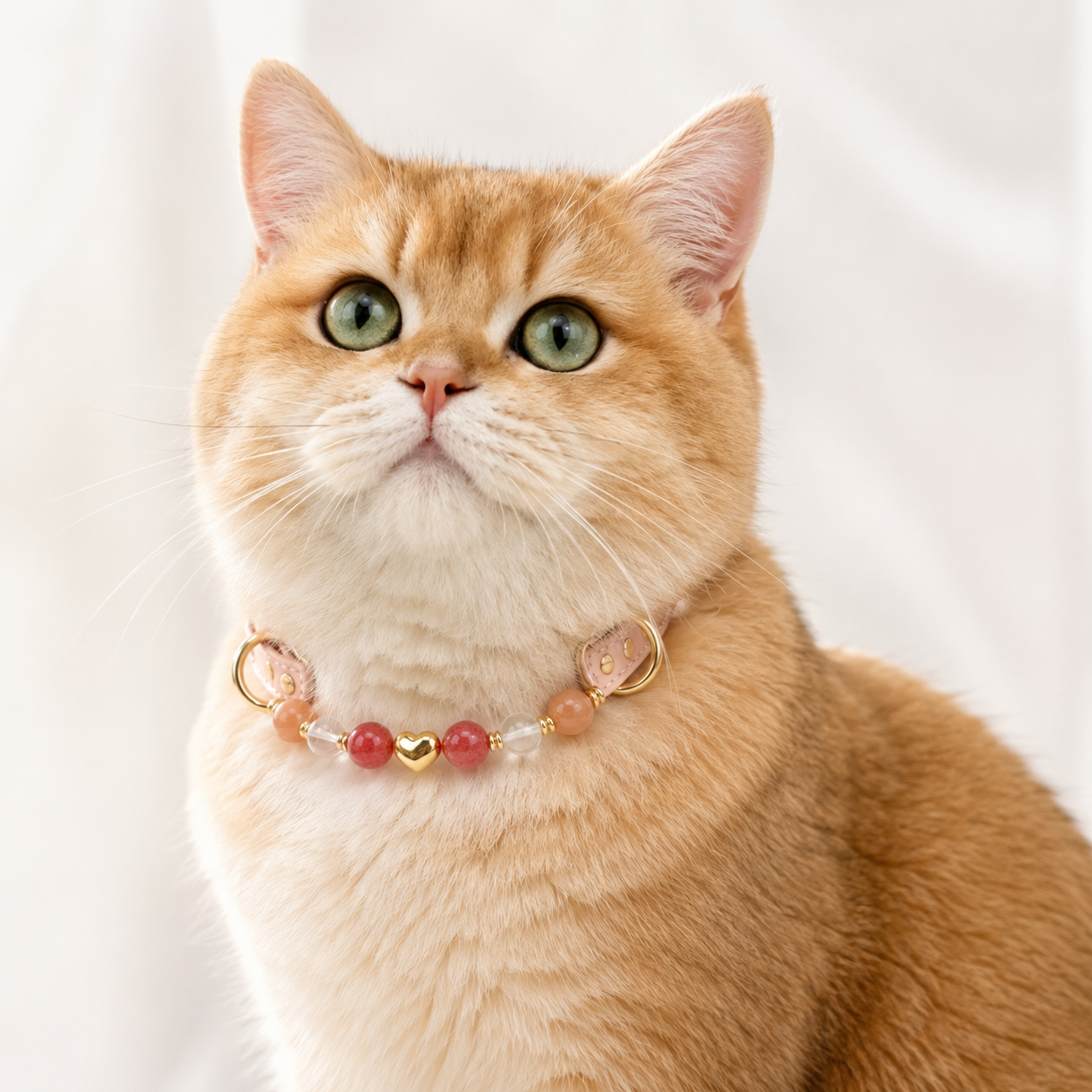 Milk Tea Rose Gemstone Pet Collar & Matching Bracelet