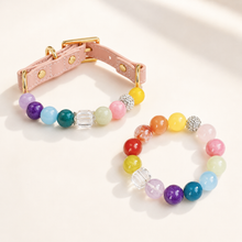 Rainbow Gemstone Pet Collar & Matching Bracelet