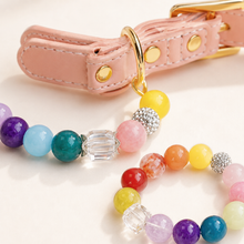 Rainbow Gemstone Pet Collar & Matching Bracelet