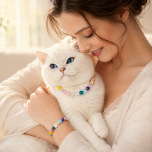 Rainbow Gemstone Pet Collar & Matching Bracelet