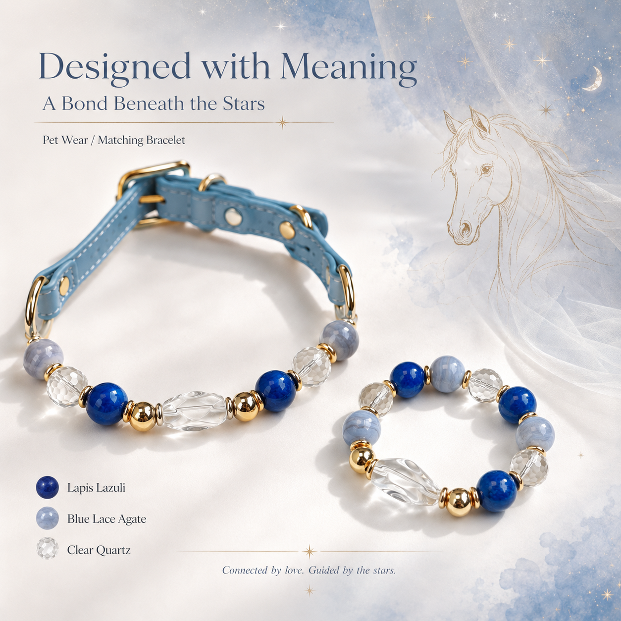 Blue Isle Lapis Lazuli Pet Collar & Matching Bracelet