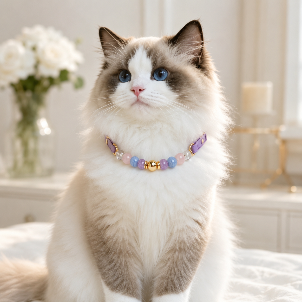 Lavender Amethyst Pet Collar & Matching Bracelet