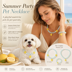 Summer Lemon Crystal Pet Necklace & Matching Jewelry Set for Cats, Dogs and Pet Parents