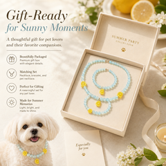 Summer Lemon Crystal Pet Necklace & Matching Jewelry Set for Cats, Dogs and Pet Parents