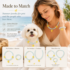 Summer Lemon Crystal Pet Necklace & Matching Jewelry Set for Cats, Dogs and Pet Parents