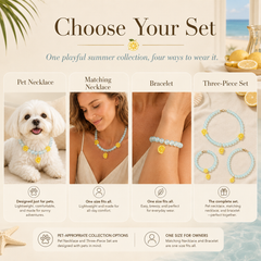 Summer Lemon Crystal Pet Necklace & Matching Jewelry Set for Cats, Dogs and Pet Parents