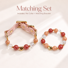Milk Tea Rose Gemstone Pet Collar & Matching Bracelet