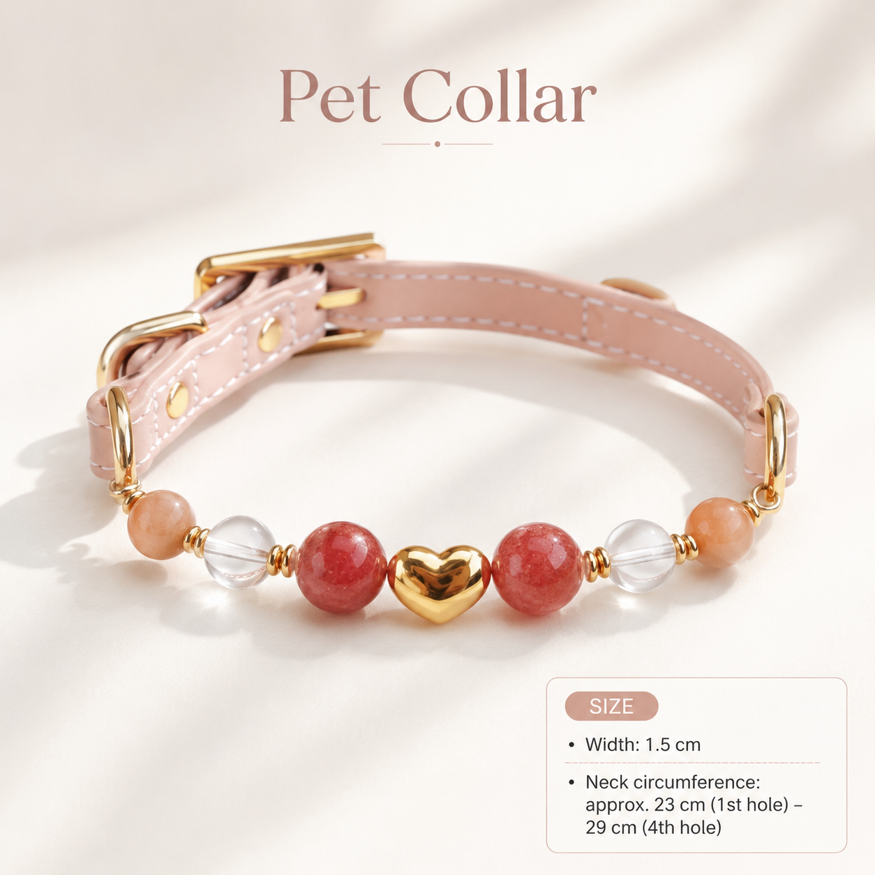 Milk Tea Rose Gemstone Pet Collar & Matching Bracelet