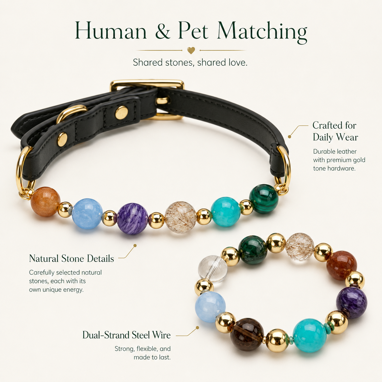 Galaxy Crystal Pet Collar & Matching Bracelet